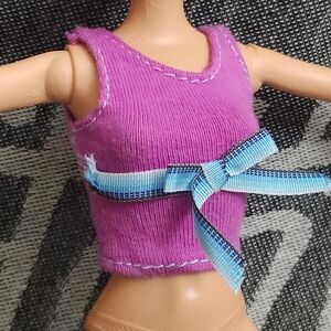 My Scene 2005 Miami Getaway Chelsea Pink Shirt Top w Striped Ribbon *see photos*